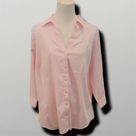 212 Collection - 1X  Light Pink Button-Down Shirt - Picture 1 of 6